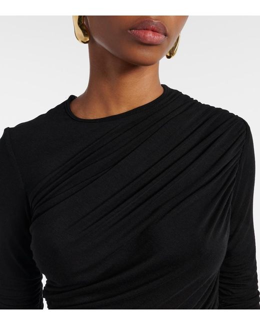 Agolde Black Tania Ruched Jersey Top