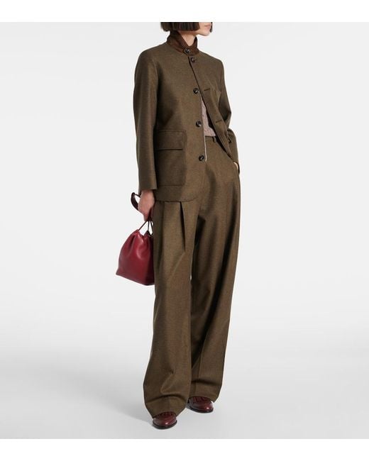 Loro Piana Brown Kurt Wool And Cashmere Wide-Leg Pants