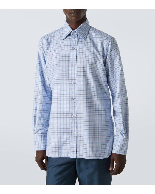 Tom Ford Blue Cotton-Blend Shirt for men