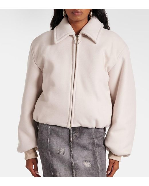 Chaqueta Bomber De Mezcla De Lana Acne de color White