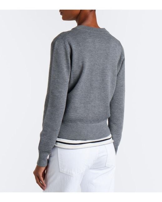 AMI Gray Ami De Cour Wool Cardigan