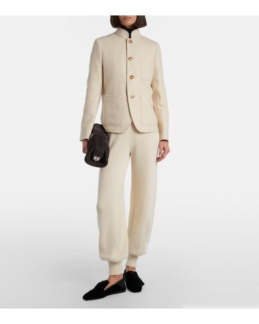 Loro Piana Natural Juniper Ribbed-Knit Cashmere Sweatpants