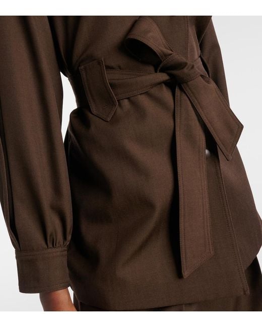Max Mara Brown Belted Virgin Wool Blazer