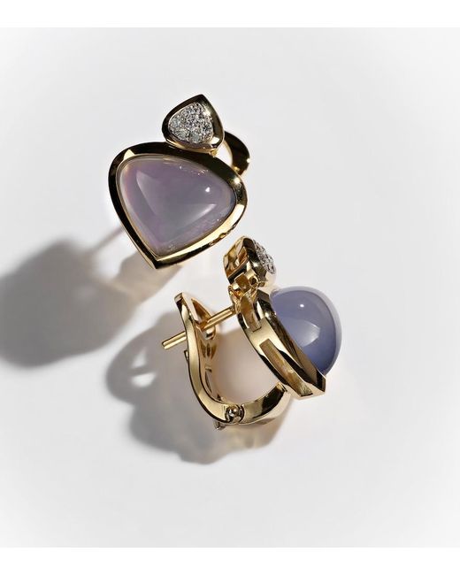 Marina B White Trisolina 18Kt Earrings With Chalcedony And Diamonds