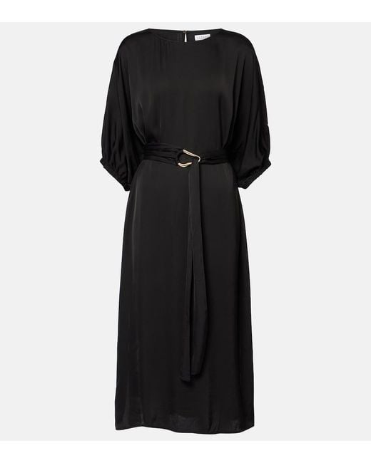 Velvet Black Laurel Satin Midi Dress