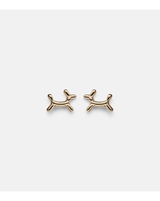 Sydney Evan White Balloon Dog 14Kt Earrings