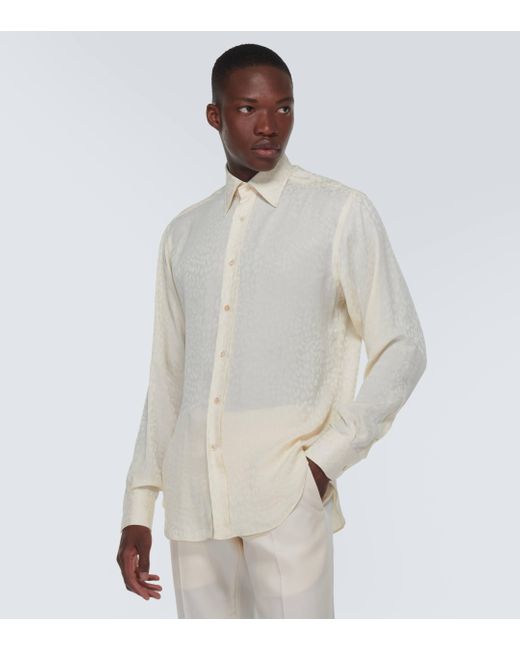 Tom Ford White Jacquard Silk Shirt for men