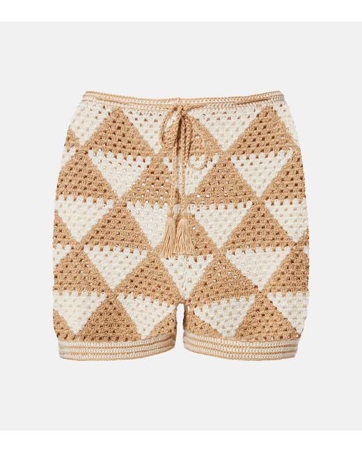 Anna Kosturova Natural Maija Crochet Cotton Shorts