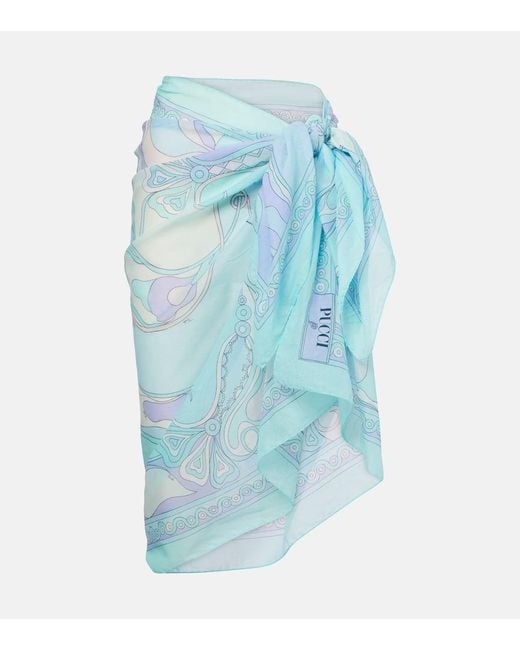 Emilio Pucci Blue Orchidee Beach Cover-Up