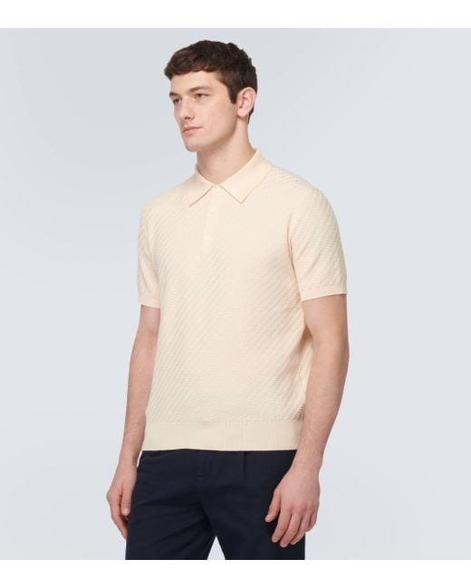 Brioni Natural Cotton, Silk, And Cashmere Polo Shirt for men