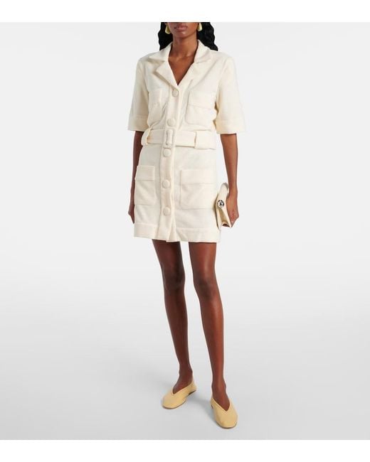 Adriana Degreas Natural Belted Cotton-Blend Terry Minidress