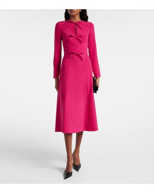 Carolina Herrera Pink Bow-Detail Crepe Midi Dress