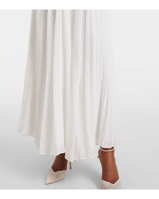 Robe Longue En Mousseline Self-Portrait en coloris Natural