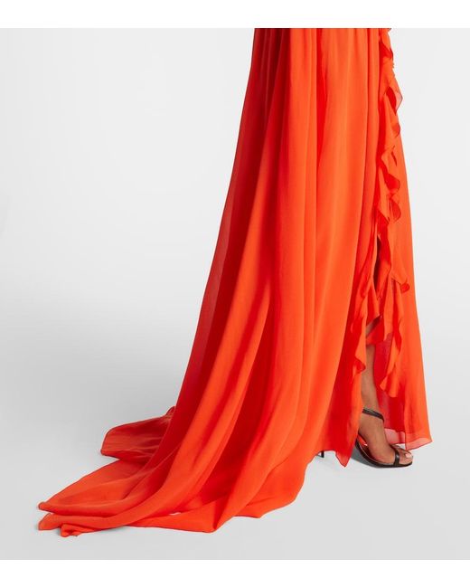 Blumarine Red Ruffled Georgette Gown