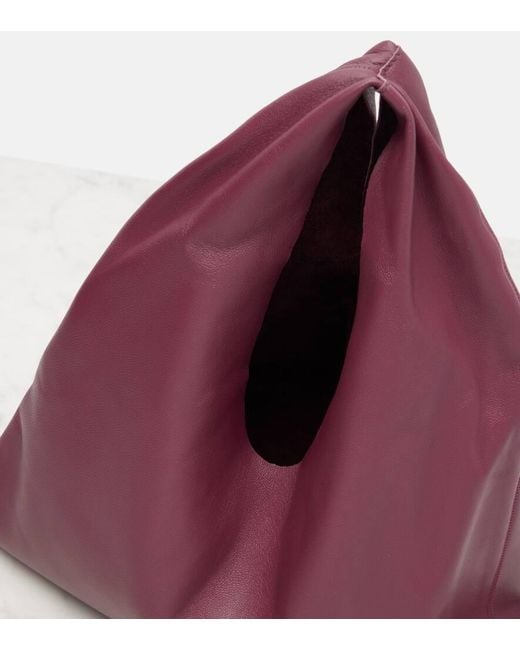 The Row Purple Bindle Small Leather Tote Bag