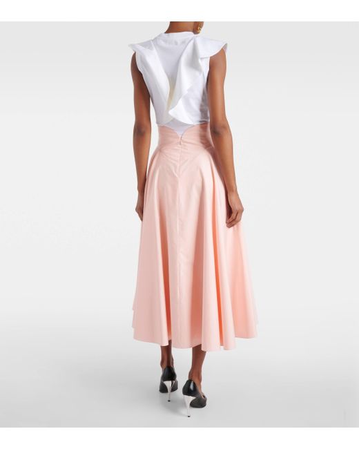 Alexander McQueen Pink Flared Cotton Maxi Skirt