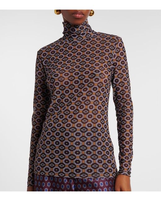 Dries Van Noten Purple Printed Turtleneck Top