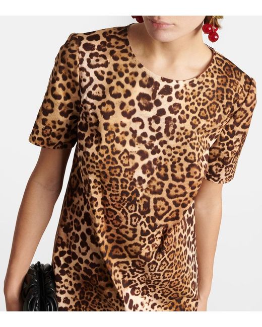 Carolina Herrera Metallic Leopard-print Cotton-blend Minidress