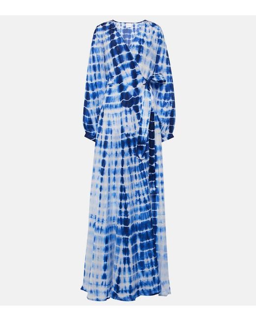 Anna Kosturova Blue Silk Twill Wrap Dress