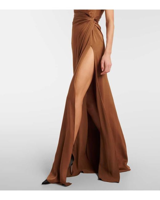 Alex Perry Brown One-Shoulder Satin Gown