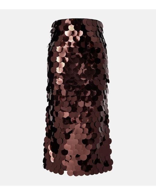 Roksanda Brown Sequined Midi Skirt