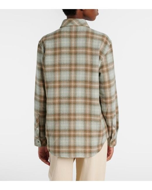 God's True Cashmere Green Joy Tartan Cashmere Shirt With Emerald