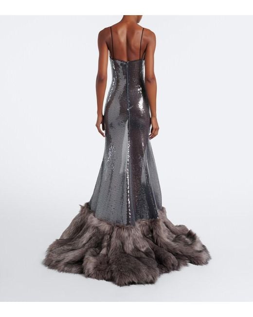 David Koma Brown Sequined Gown
