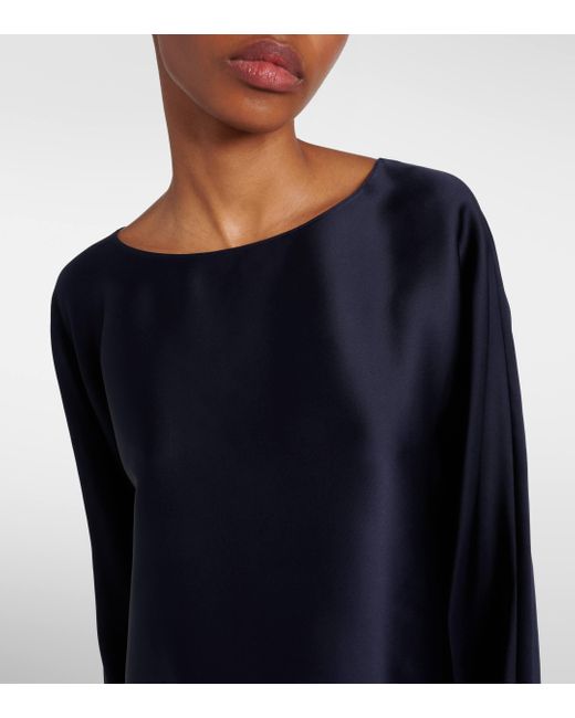 The Row Blue Dylia Silk Satin Blouse