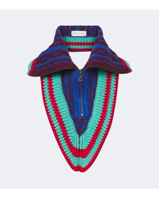 Dries Van Noten Blue Wool Collar