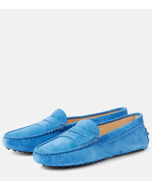 Tod's Blue Gommino Suede Driving Shoes
