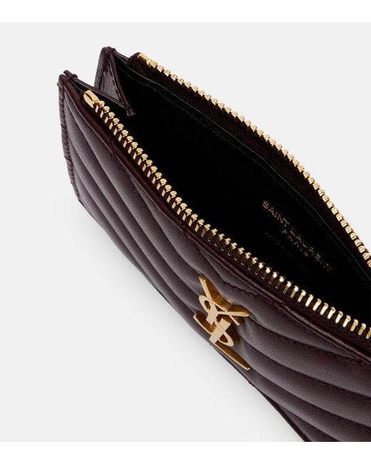 Saint Laurent Brown Cassandre Leather Card Holder