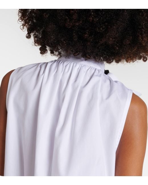 Noir Kei Ninomiya White Bow-detail Cotton Poplin Midi Dress