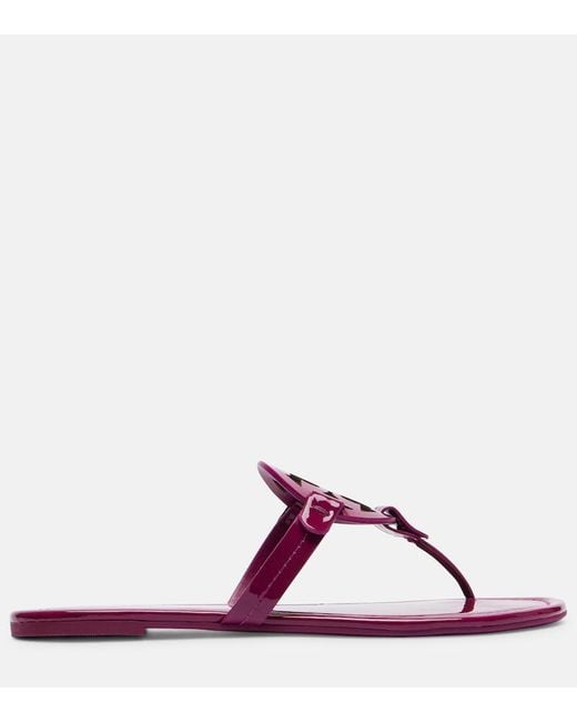 Tory Burch Purple Miller Patent Leather Thong Sandals