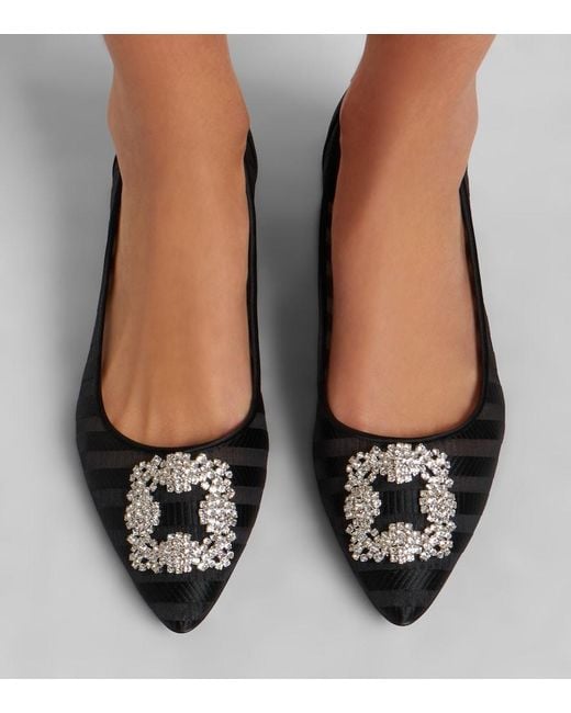 Manolo Blahnik Black Hangisi Embellished Pumps