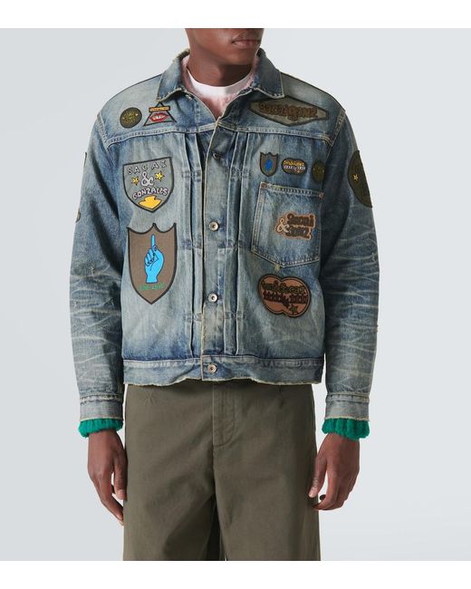 Sacai Blue X Mark Gonzales Denim Jacket for men