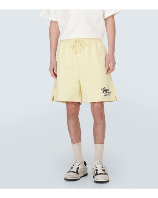 Gucci Yellow Cotton Jersey Shorts for men