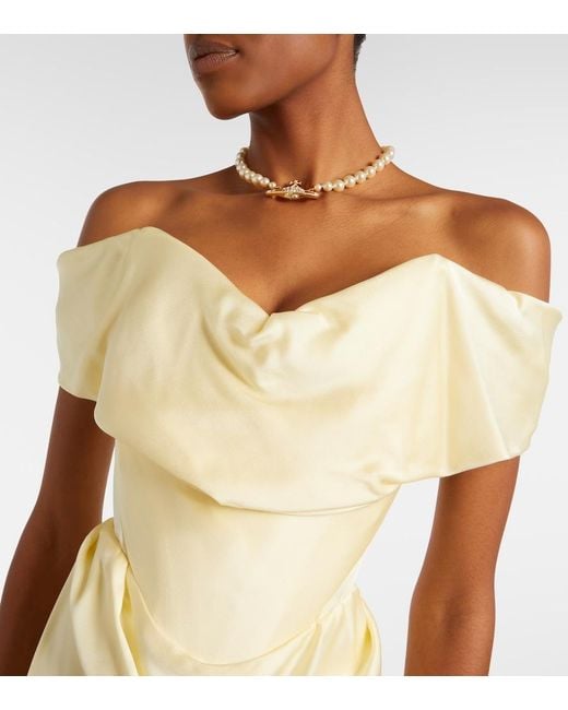 Vivienne Westwood Natural Nova Cocotte Draped Satin Bustier Gown