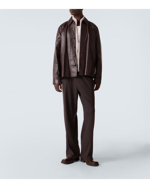 Our Legacy Brown Welding Leather Overshirt for men