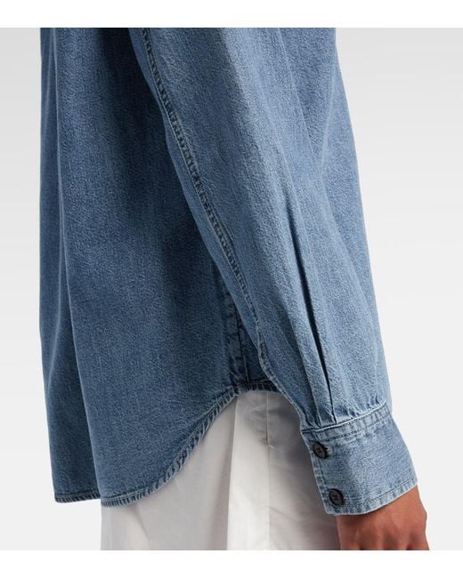 FRAME Blue Low Collar Denim Shirt