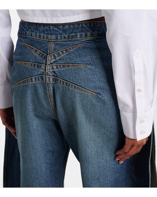 Alaïa Blue Mid-Rise Barrel-Leg Jeans