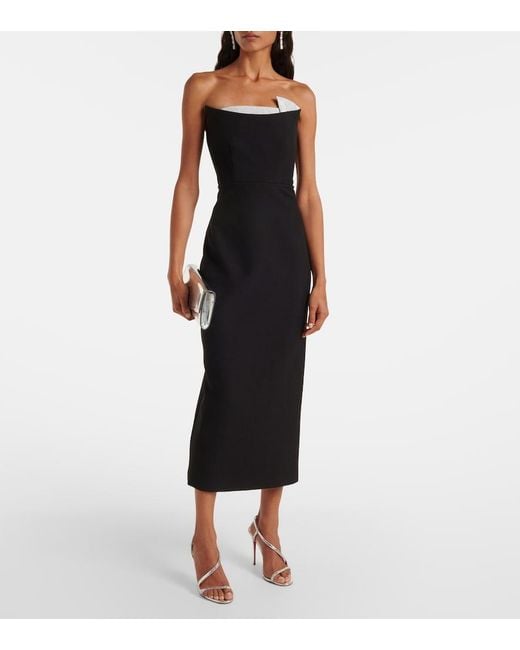 Roland Mouret Black Embellished Bustier Midi Dress