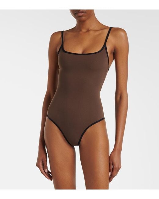 Totême  Brown Jersey Swimsuit