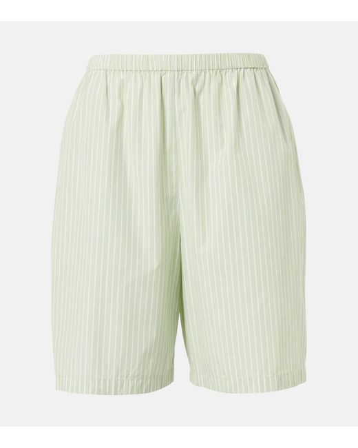 The Row Multicolor Zinnia Striped Cotton Poplin Bermuda Shorts