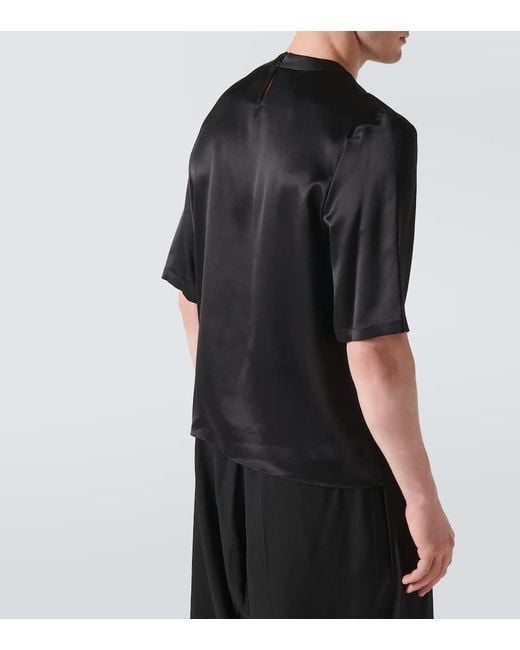 T-shirt in seta di Saint Laurent in Black da Uomo