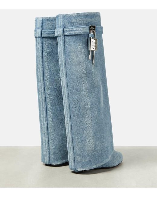 Givenchy Blue Stiefel Shark Lock Aus Denim
