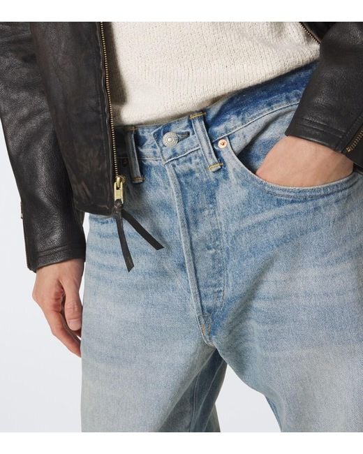 RRL Blue Faded Straight Jeans for men