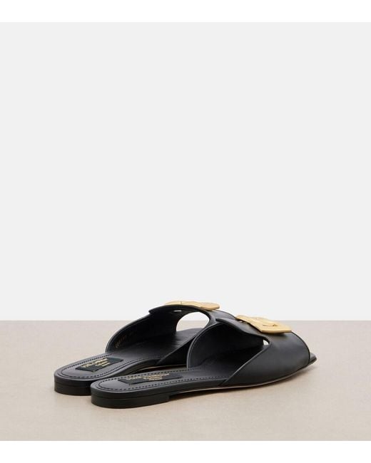 Dolce & Gabbana Black Abaya Dg Leather Mules