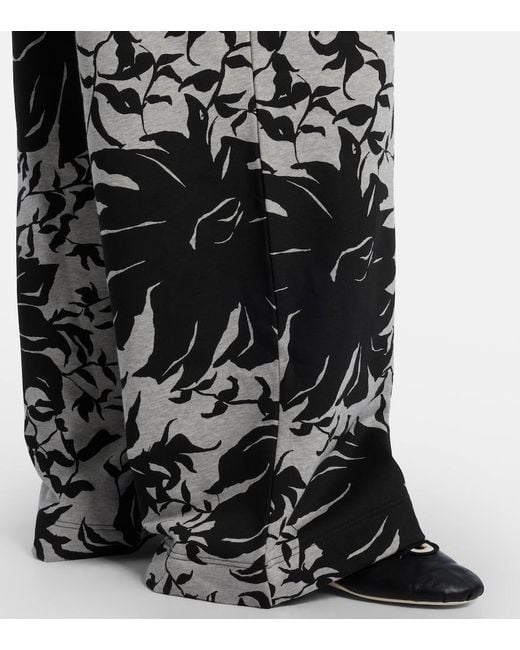 Dries Van Noten Black Floral Pleated Cotton Jersey Sweatpants