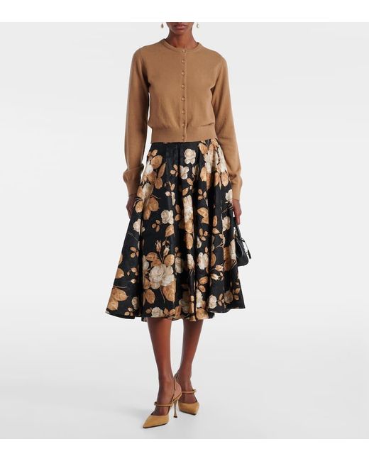Dolce & Gabbana Black Cotton And Silk-Blend Brocade Midi Skirt