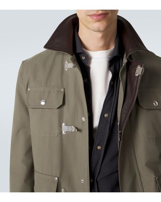 Brunello Cucinelli Green Cotton-Blend Gabardine Field Jacket for men